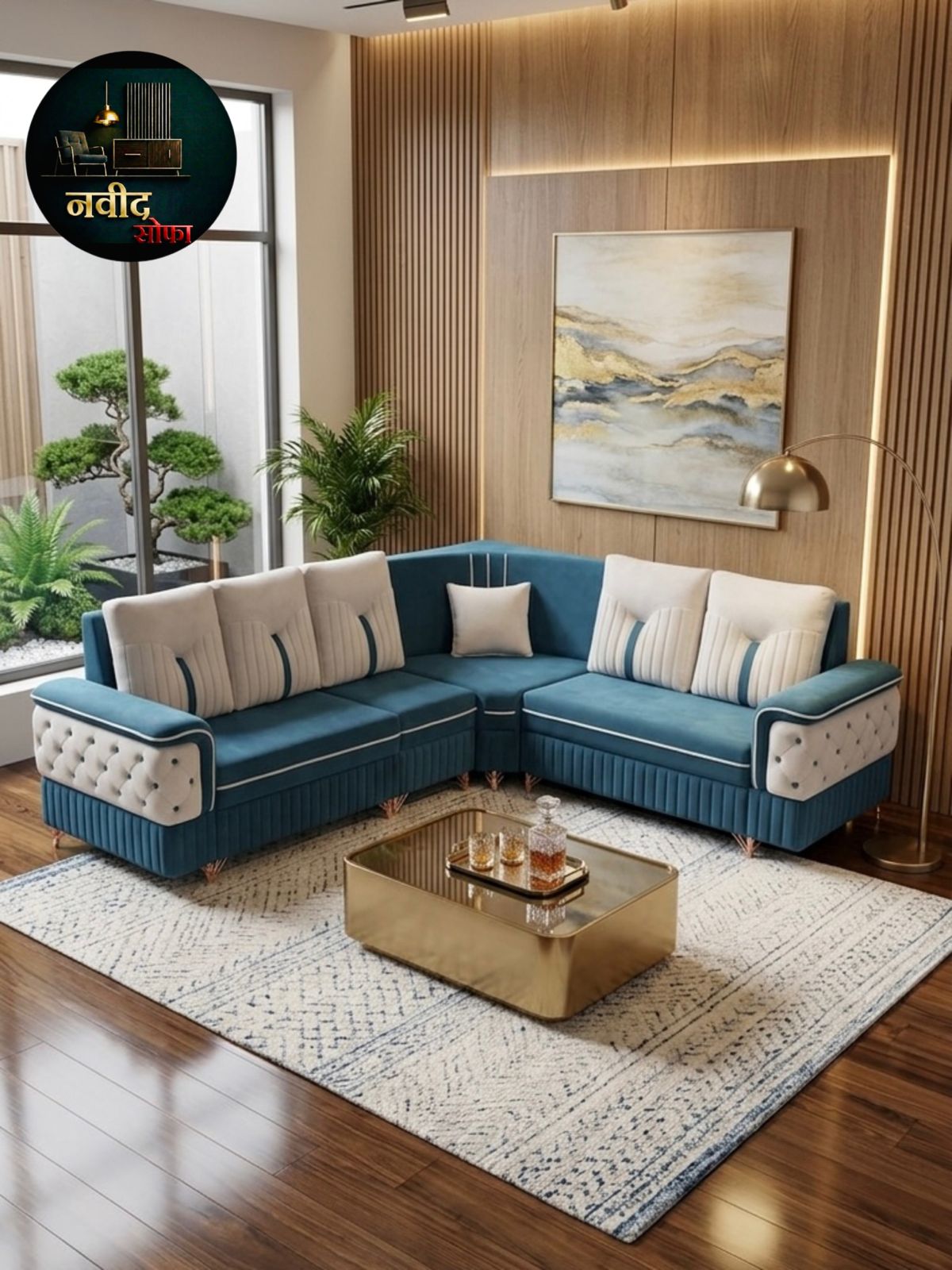 Ocean Blue Corner Sofa